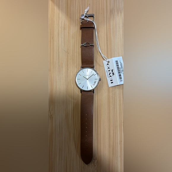 Coach Perry Watch With 36mm Silver Face & Brown Leather Band - Picture 4 of 7